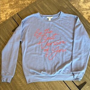 Nine West Blue Sweatshirt motivational text “Be the best version of you“